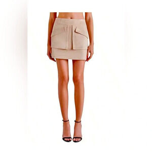 Steve Madden Tan Cardona Oversized pocket suede skirt